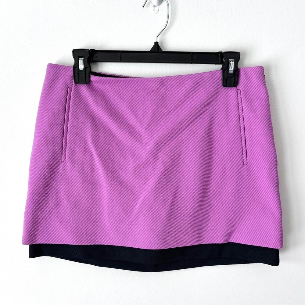 Diane Von Furstenberg Elley Mini Skirt Purple Black Layered Party Event Preppy